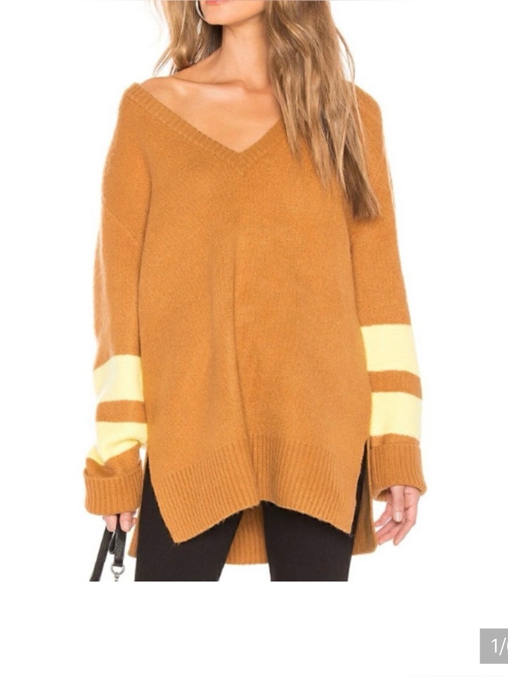 Current/Elliott the 79 Sweater Camel V-Neck Sweater